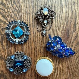 Lot of 5 Vintage Brooches including Arthur Pepper, Juliana style, West Germany
